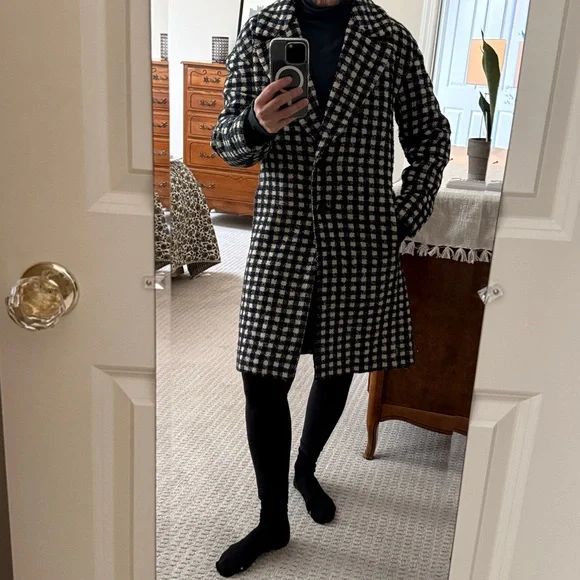 J. Crew Women's Black, Green and White Plaid Coat - Picture 5 of 6